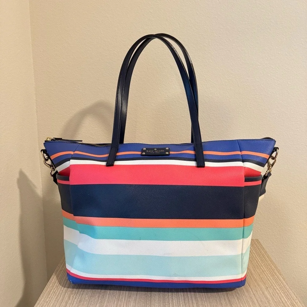 Kate Spade Laurel Way Striped Beach Tote Shoulder Baby Diaper Bag  Multicolor